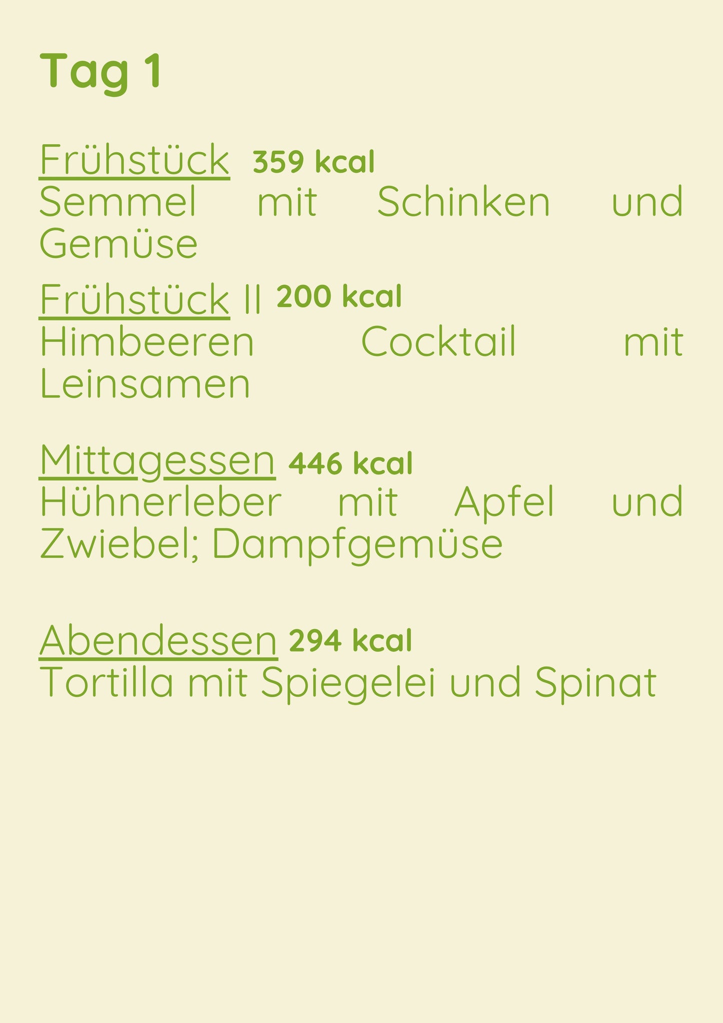 Insulinresistenz Menü 1 Tag